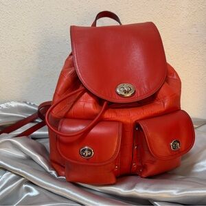 Coach Red Leather Backpack